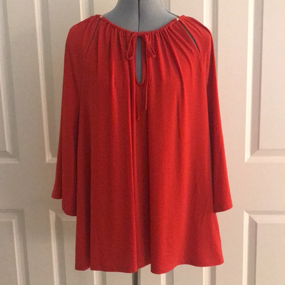 New Michael Kors Red Tie Neck Blouse Size 1X Plus